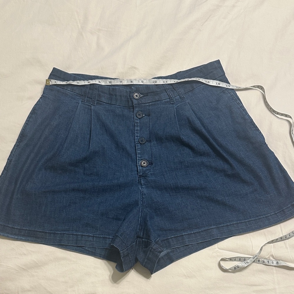 High Waist Blue Denim Shorts